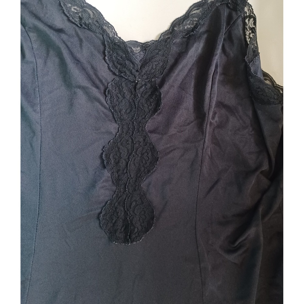 Vintage Y2K Nylon Lace Camisole Top Women's Large Black Made in USA‎ 100% Nylon - Picture 4 of 7